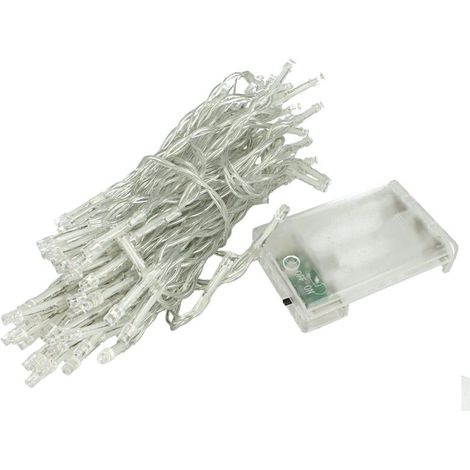 Stringa Luci Led A Batteria Con 100 Led Bianco Freddo 10 Metri IP20 4,5V Decorazione Natale