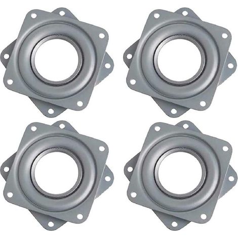 Plateau Tournant Carré 4 Pouces, 360 Degrés, Rotatif à Roulement à Billes, Métal Galvanisé, Plaque Pivotante Silencieuse, Flexibilité Optimale pour Présentoirs, Moniteur Ordinateur et Tabouret (1/4)