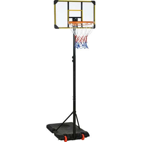 Canestro Basket da Esterno Ruote e Base Riempibile Altezza Regolabile 2,1-2,4 m Giallo (1/5)