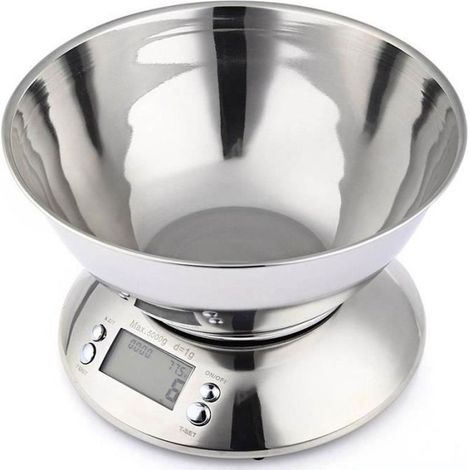 Balance électronique de cuisine en acier inoxydable 5kg petite balance électronique domestique avec bol (1/4)