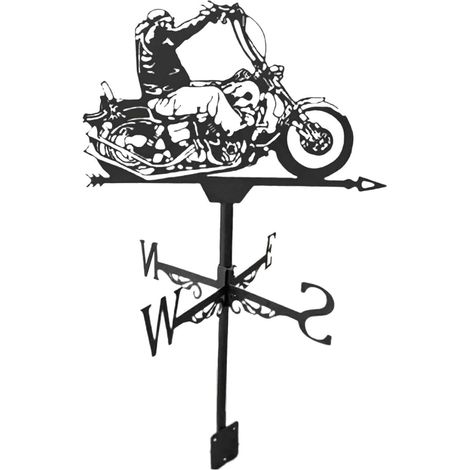 Stainless Steel Motorcycle Weather Vane with Wind Direction Indicator Outdoor Garden (1/5)