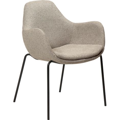 Zimmer Dan-Form Esszimmerstuhl mit Armlehnen Bouclé hellbraun. (1/5)