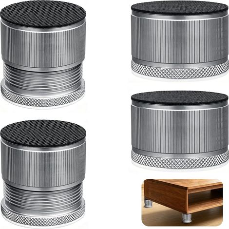 Pied de Meuble Réglable en Hauteur 23-39mm, 4 Pièces Rehausseur de Lit en Métal Auto-Adhésif, Pied de Table Antidérapant pour Armoire Canapé Chaise, Supporte 1000kg, Gris (1/5)