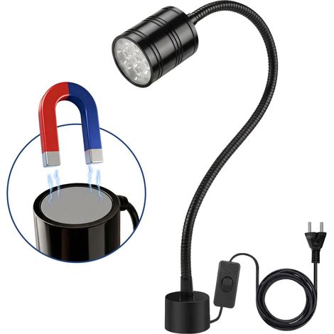 Lampe de Travail Magnétique 5W,6000 K Lampe de Travail LED avec Col de Cygne Flexible et Base Magnétique,Magnétique COB LED Lampe pour Établi,Machine à Coudre,Grill,Atelier,Éclairage Industriel (1/5)