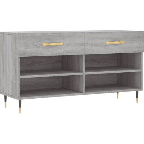 Tabouret à chaussures gris Sonoma, dimensions 102x35x55 cm, en bois composite. (1/5)