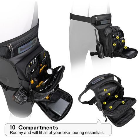 Borsa da moto traspirante e multifunzionale, adatta per la gamba del motociclista, di grande capacità, ideale per il ciclismo all'aperto. (1/5)