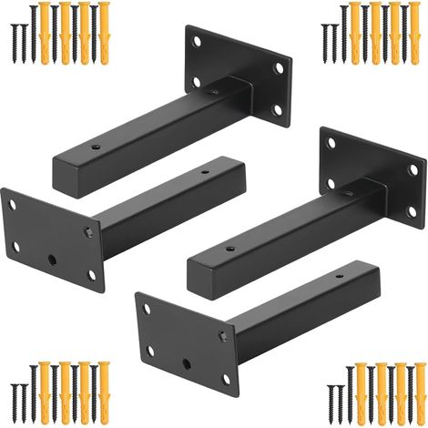 Set mit 4 robusten Regalträgern, 15 cm (6 Zoll) Wandregalträger, industrielle Metall-Wandhalterungen, Schwarz (1/5)