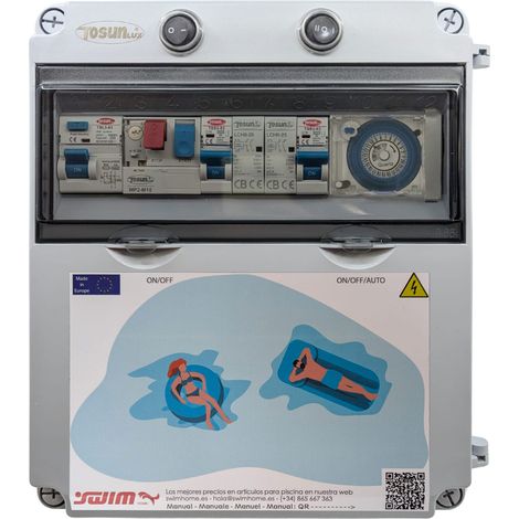 Cuadro Eléctrico Piscina Tosun 0.5CV 300W AC Reloj Contactor (1/2)