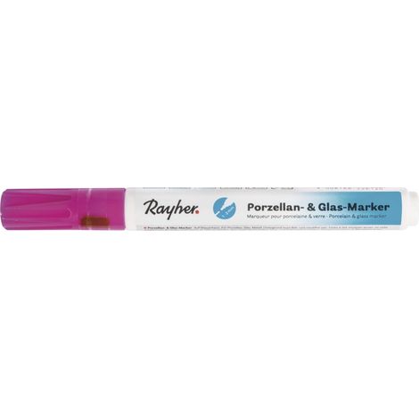 Marqueur pour verre et porcelaine, fuchsia, 1 pce., pointe ronde interchangeable 1-2mm, séchage rapide, base aqueuse, arts créatifs-38709276 (1/2)