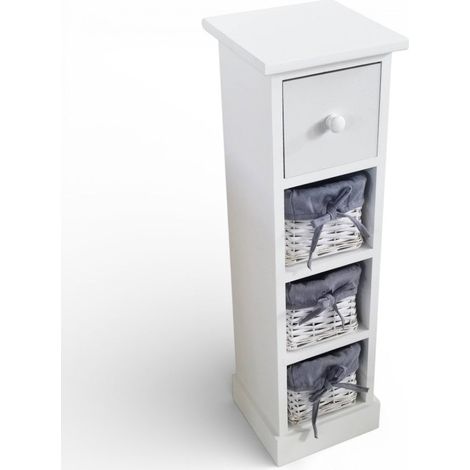 Mobiletto in legno quattro cassetti bianco stile contemporaneo 21x21xH70 cm