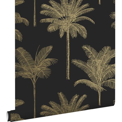 papier peint palmiers noir et or - ESTAhome (1/5)