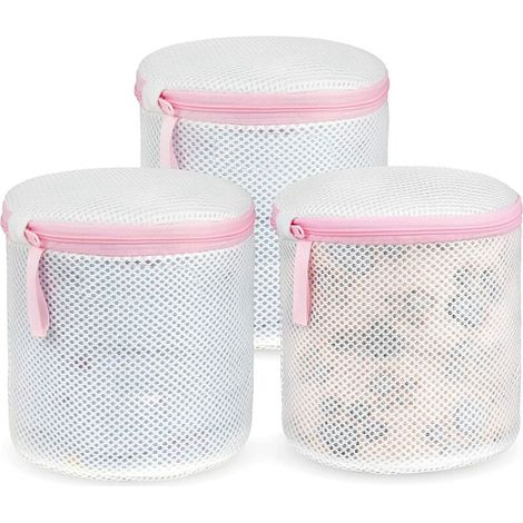 Filet Linge Machine à Laver, 3PCS Sac à Linge Cylindrique avec Fermeture Eclair pour Le Lavage De Machine, Filets à Lavage Réutilisation pour Blouse, Bas, Dessous, Soutien-gorge, Lingerie, (1/5)