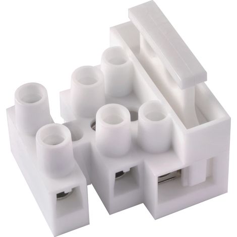 Morsettiera mammut, con portafusibile 5x20mm, 2,5mm², 3 poli, 300V 6,3A, bianco - Wimex 6030183