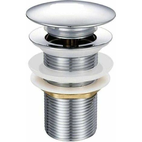 Bonde de Lavabo Pop-up sans Trop-Plein en Laiton Chromé G 1-1/4, Équipée d'un Système d'Ouverture et de Fermeture Facile à Bouton-Poussoir.