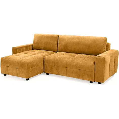 Canapé d'angle réversible 3 places convertible moutarde – JOANE (1/5)