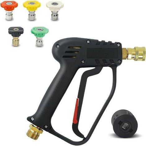 Pistolet haute pression 4000 PSI avec 5 buses d'eau, nettoyeur puissant pour voiture, embouts de lavage, accessoire de rinçage auto, outil de nettoyage extérieur. (1/5)