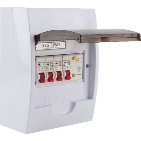 Tableau de distribution 230 V protégé par un disjoncteur différentiel triphasé 63 A 30 mA + 3 disjoncteurs (6 A/16 A/32 A) (1/5)