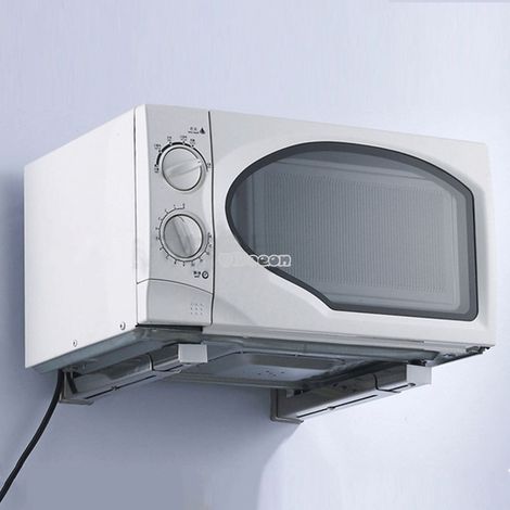 TrAdE Shop Traesio - Coppia Staffe A Parete Per Sospensione Forno A Microonde 2 X Supporti Bianco - (1/2)
