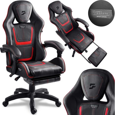Gaming-Stuhl mit verstellbarer Rückenlehne und Fußstütze