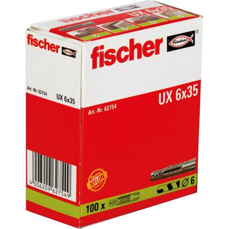 Fischer 100x  tassello universale  UX 6  x 35  mm senza  bordo -  062754 (1/4)