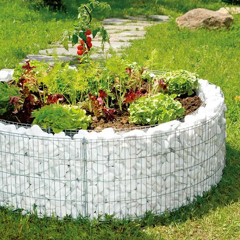 bellissa Hochbeet Ø 146 cm x 40 cm Rundform Gartenbeet Steingabione Gabionen (1/5)