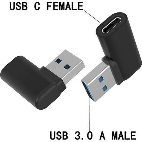 Adaptateur USB 3.0 mâle vers USB-C femelle à 90° pour ordinateur portable, transfert de données rapide (1/4)
