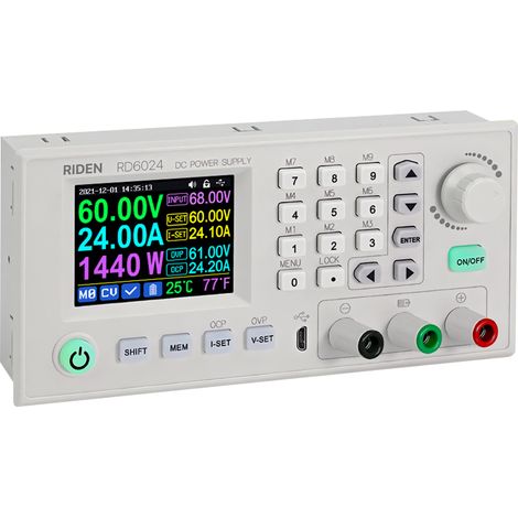 RD6024-W 24A 12V 36V 48V 60V Abaisseur réglable Alimentations de courant à tension constante numérique Écran d'affichage couleur de 2,4 pouces Stockage de données Contrôle logiciel PC Contrôle d'appli