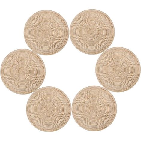 Sets de table ronds 35cm – Lot de 6 en polypropylène et coton – Résistants à la chaleur jusqu'à 70℃ – Antidérapants et lavables (1/5)