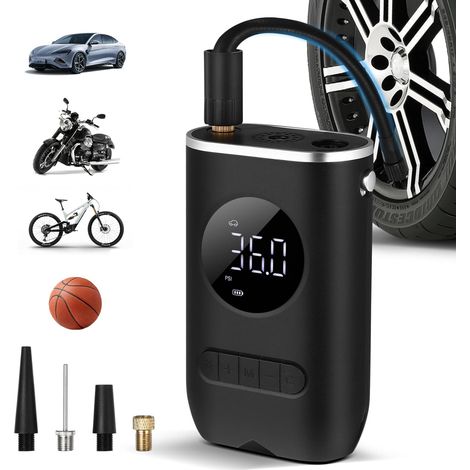 Gonfleur De Pneu Électrique Portatif Compresseur Air pour Voiture Vélo Balle avec Affichage Numérique Et LED
