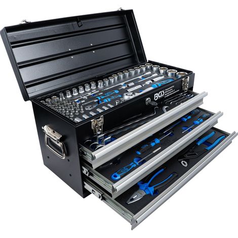 BGS Estuche de herramientas de metal con 3 cajones con 143 herramientas - 3318