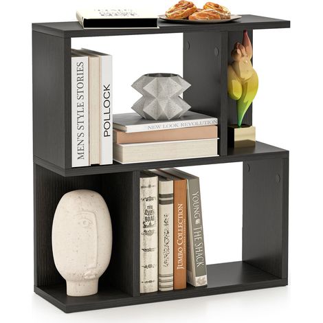 COSTWAY 3-Tier Bookshelf Display Shelf Home Office Freestanding Side Table Black (1/5)
