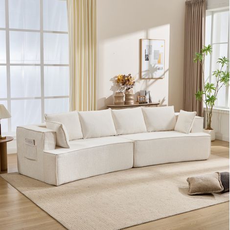 Sofá modular curvo de pana blanco OKWISH (1/5)