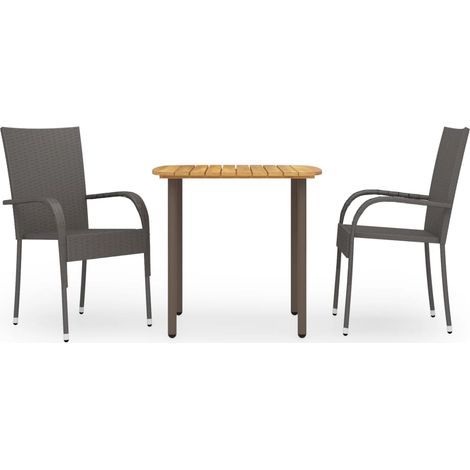 Lot de 3 Ensemble à manger,Mobilier de salle à manger de jardin Résine tressée Marron HH16033 (1/5)