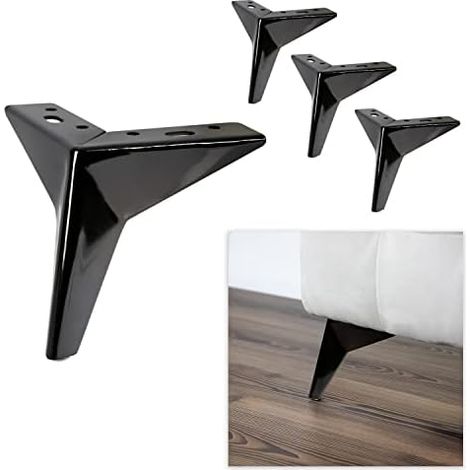 VURAHOME - 4 pieds  Pieds pour canapés, meubles, armoires, fauteuils  Pieds en métal pour meubles design modernes et élégants  (17cm Noir) (1/4)