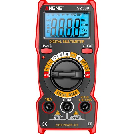 Aneng SZ309 Smart Multimètre 1999 Compte Count High Precision Electrical Tester Backlight Backlight AC / DC Voltmeter Ammeter Electrican Tools (1/5)
