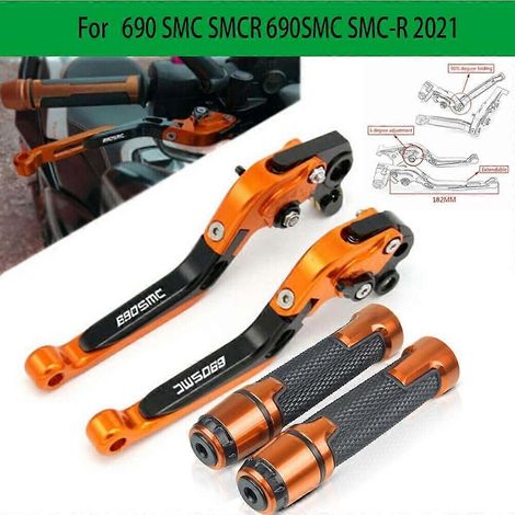 Poignées d'extrémité de guidon pliables pour 690 SMC SMCR 690SMC SMC-R 2021 (Orange 690 SMC 2014-2017)