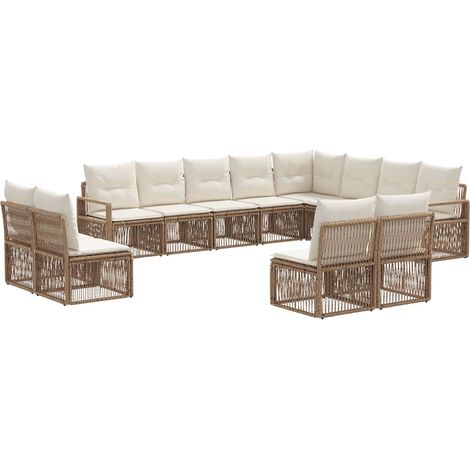 Gartensofa-set 12 pcs Beige Poly-Rattan vidaXL