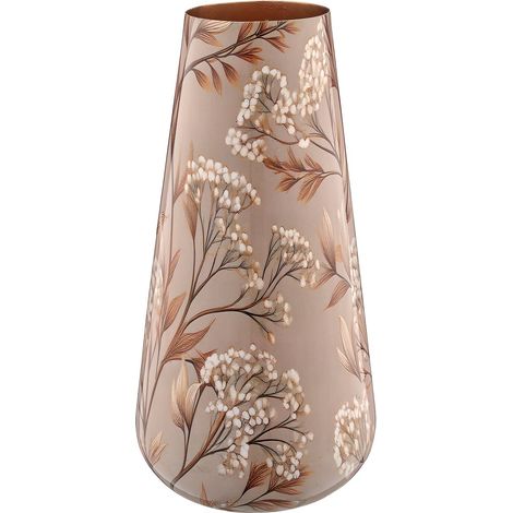 GASPER Lepuro Metallgefäß INSTYLE drop Blattdekor Ø 18 cm x 31 cm beige