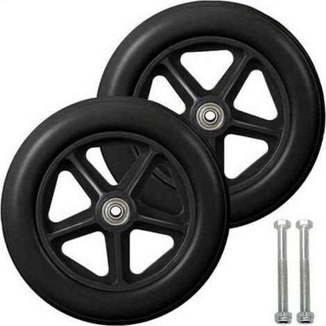8-Zoll-Vorderrad, 2er-Pack Rollstuhl-Ersatzräder, rutschfester Vollreifen, 190 mm, Grau und Schwarz, Rollstuhlräder, Gehhilfen (Schwarz)