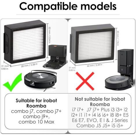VORNE (8 Stück) Combo J9+ Ersatz-HEPA-Filter kompatibel mit iRobot Roomba Combo J7+ plus/Combo J9+ Saugroboter (1/4)