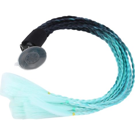 Motorradhelm mit dekorativen Dreadlocks – Haarteil mit schwarzem und grünem Farbverlauf im Pferdeschwanz-Design (1/5)