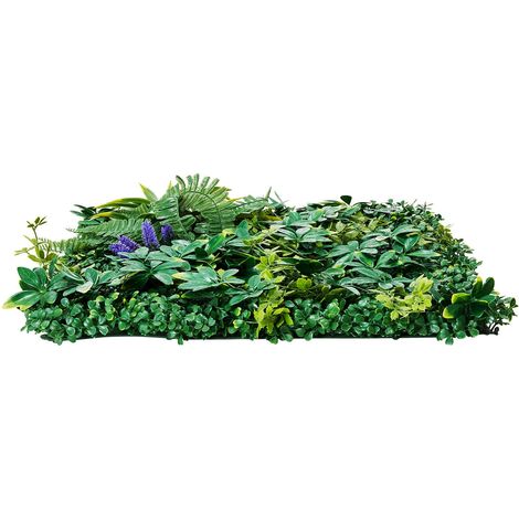 Lot de 12 panneaux gazon artificiel 50 x 50 cm, verdure 3D et buis, brise-vue et couvre-clôture jardin, intérieur et extérieur (1/5)