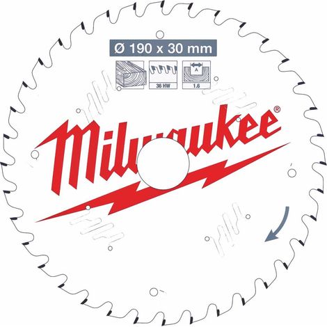 Milwaukee Kreissägeblatt 190 mm 36 Zähne Silber (1/4)