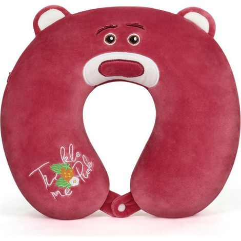 Nackenhörnchen Memory Foam Kinder & Erwachsene, U-Form Reisekissen Erdbeerbär (1/5)