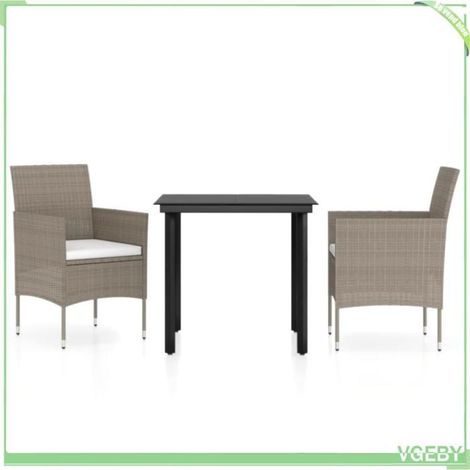Ensemble à manger de jardin - FAFEICY - 3099293 - Beige et noir - Résine tressée résistante à l'eau - Table verre 80x80 cm (1/5)
