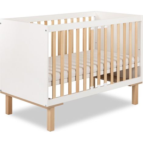 LAURA Lit bébé évolutif à barreaux avec barrière de sécurité 120x60 Blanc sans plan à langer (1/5)