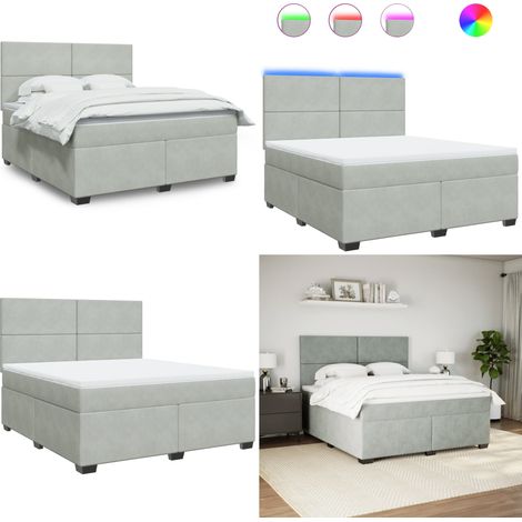 vidaXL Boxspringbett mit Matratze Hellgrau 180x200 cm Samt (1/5)