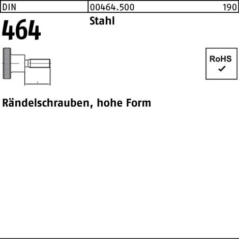 DIN 464 Rändelschraube hohe Form VG M6x10 Stahl blank 25 Stk (1/2)