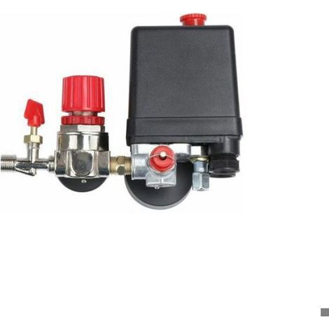 Pressostat - Compresseur D'Air - Régulateur De Pression Avec Manomètre Double - 90 À 120 Psi - G1/4 - 240 V - 20 A (1/5)