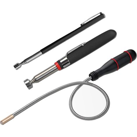 Ramassage Magnétique Flexible, 3PCS Kit d'Outils Magnétiques Télescopiques 1,5 LB 3 LB 5 LB Aimant Mecanique Auto Tige Aimantée pour Récupérer Petites Pièces, Clés et Pièces Automobiles (1/5)